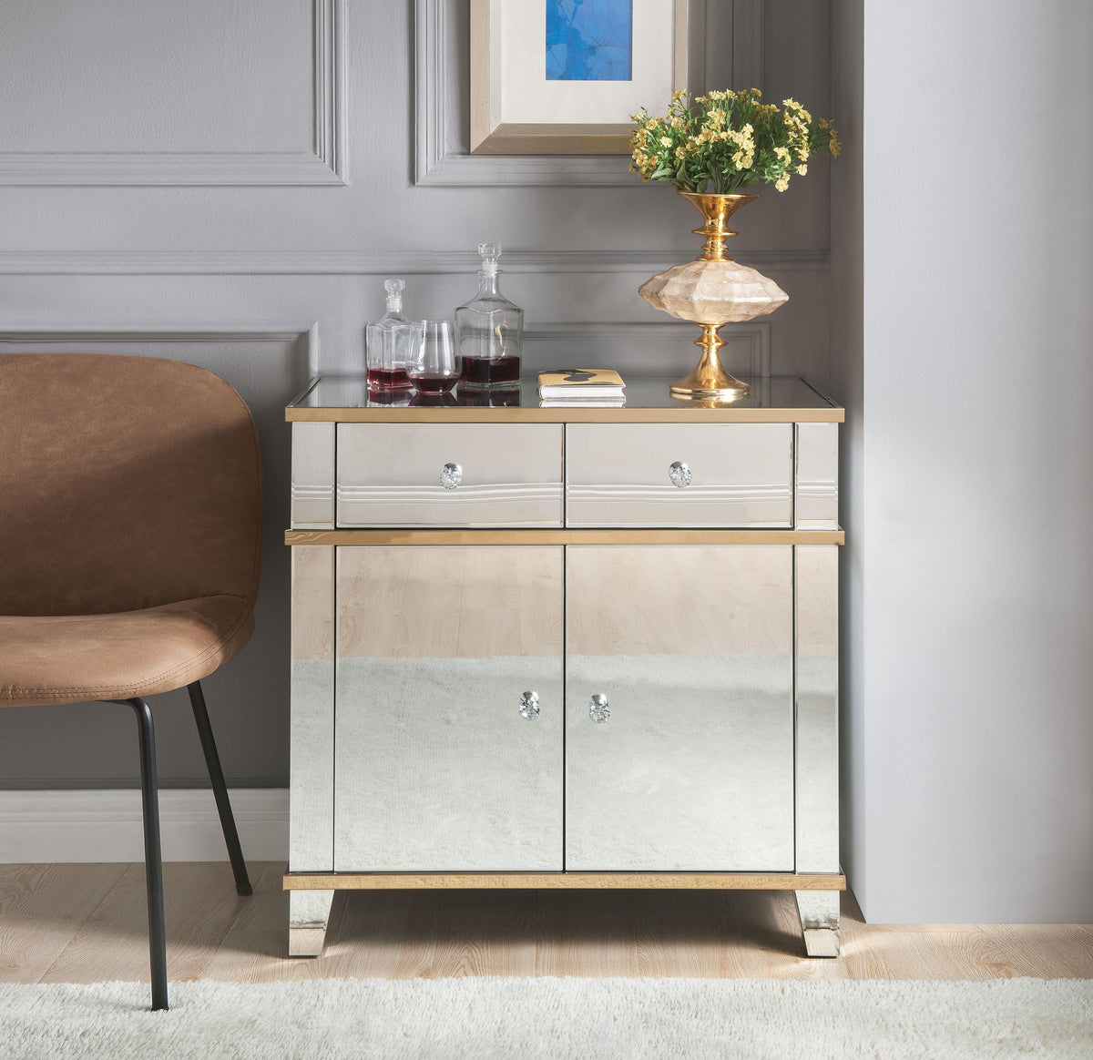 Osma Mirrored & Gold Console Table Half Price Furniture