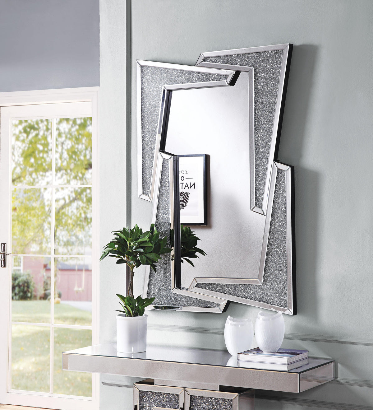 Noralie Mirrored & Faux Diamonds Wall Decor  Half Price Furniture