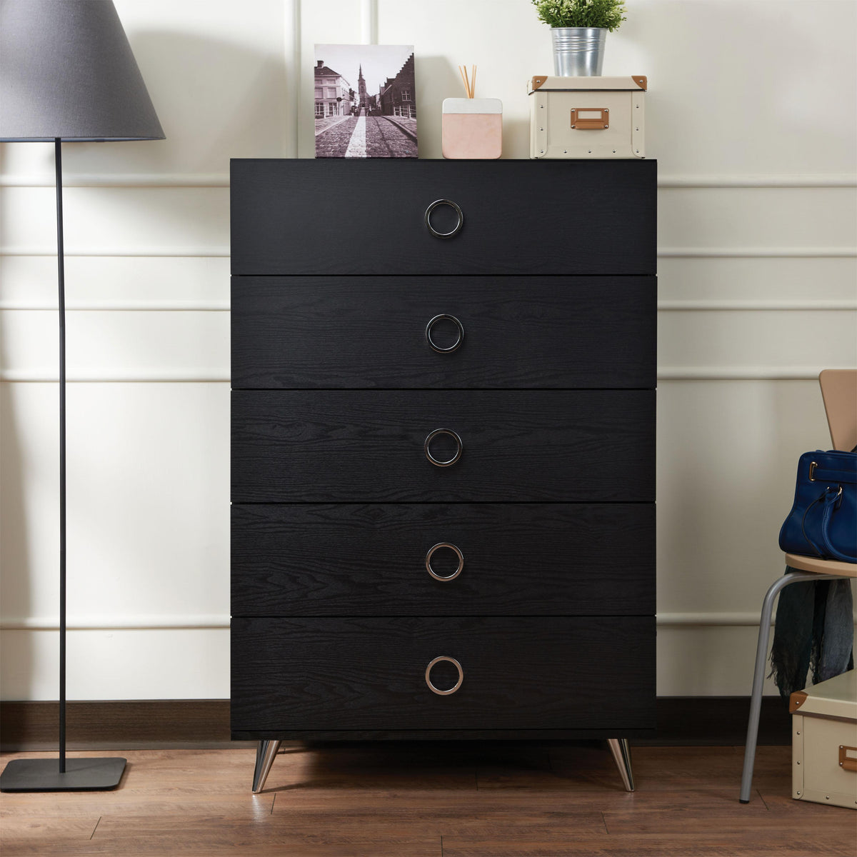 Elms Black Chest  Half Price Furniture