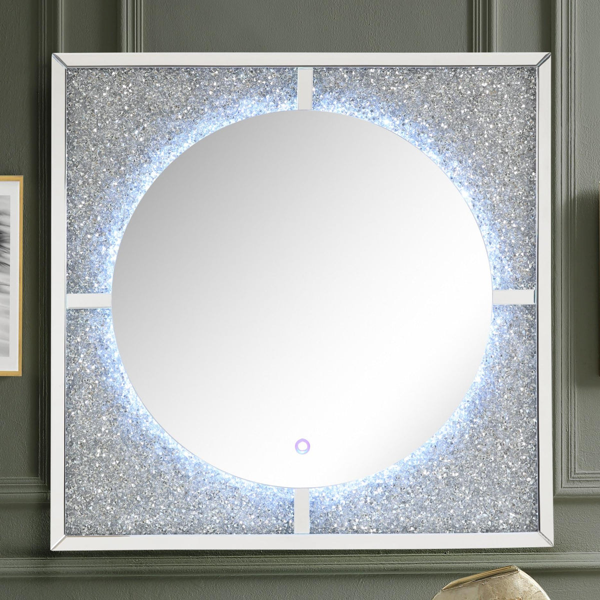 Nowles Mirrored & Faux Stones Wall Decor (LED) Half Price Furniture