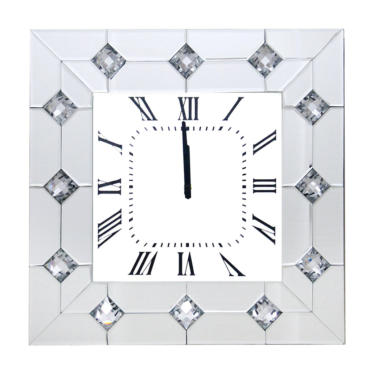 Hessa Mirrored & Faux Rhinestones Wall Clock  Half Price Furniture