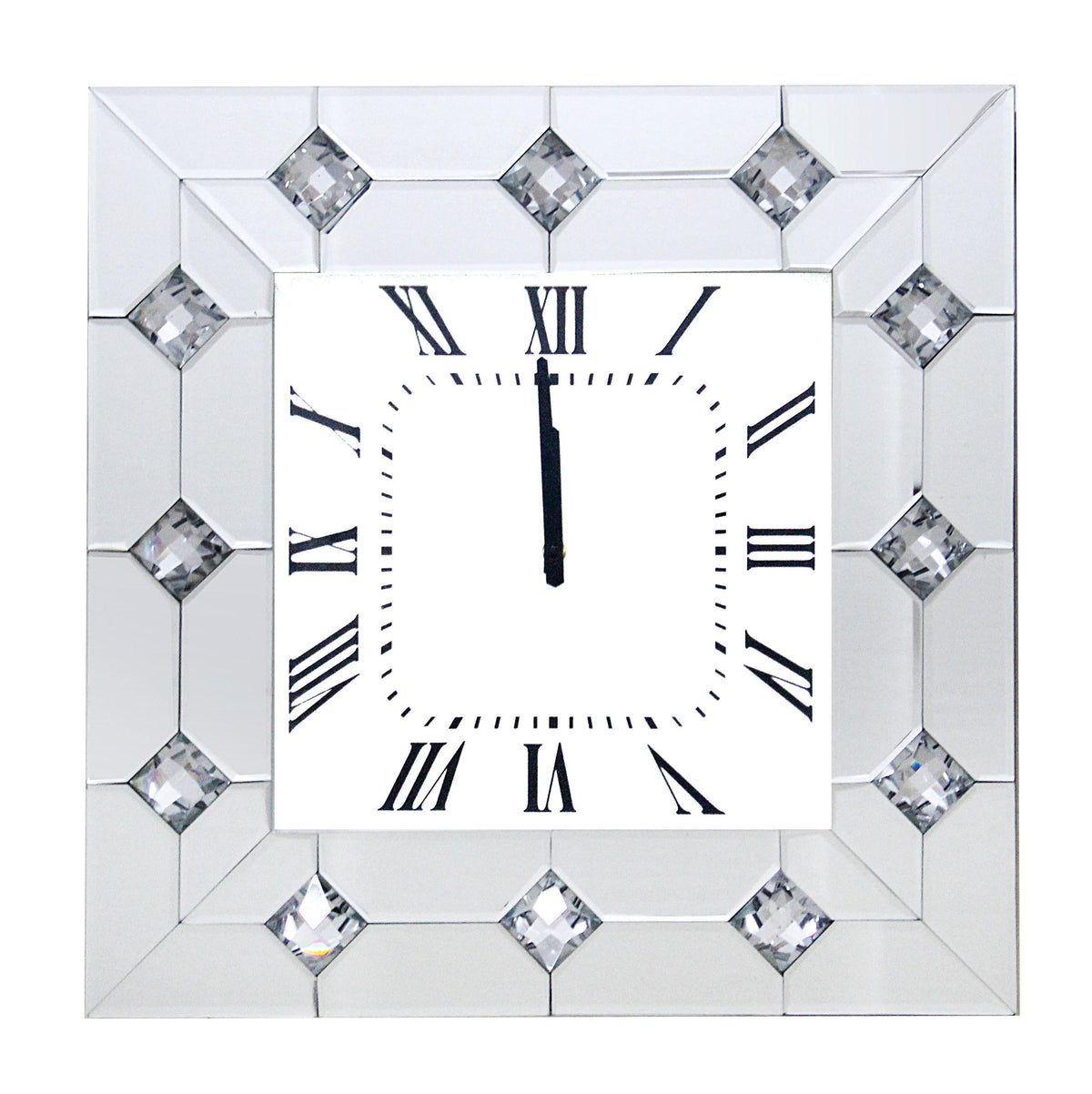 Hessa Mirrored & Faux Rhinestones Wall Clock Half Price Furniture