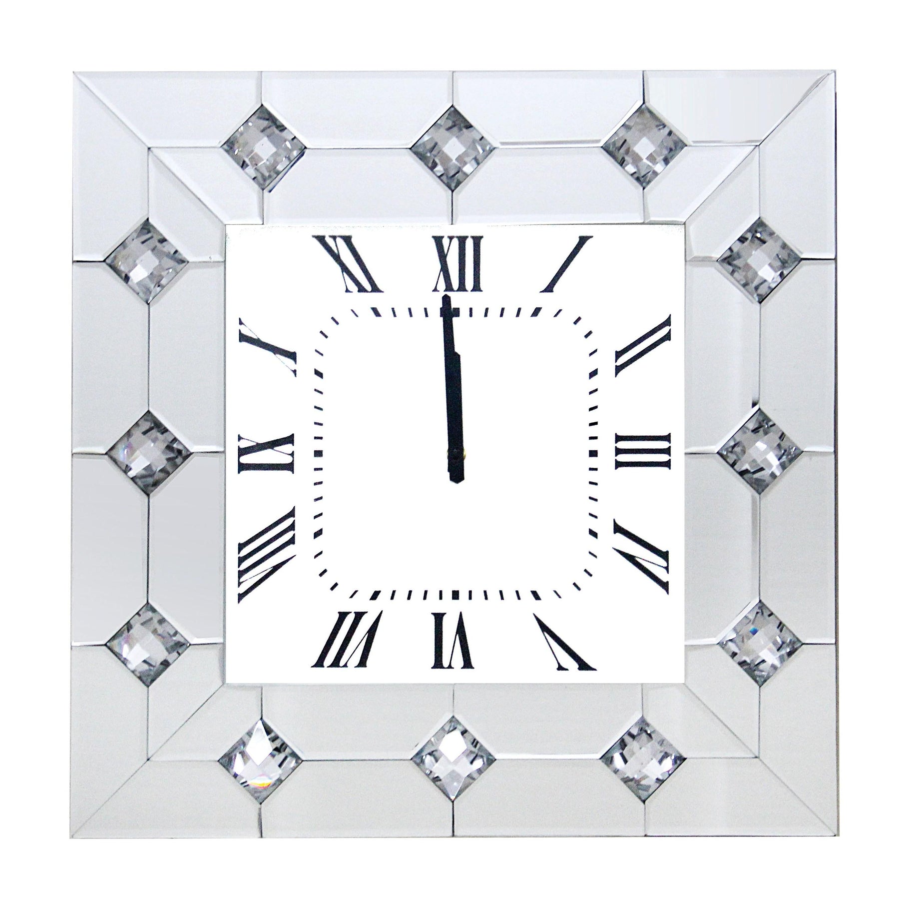 Hessa Mirrored & Faux Rhinestones Wall Clock Half Price Furniture