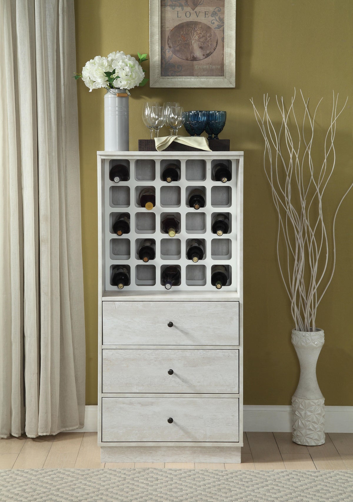 Wiesta Antique White Wine Cabinet  Half Price Furniture