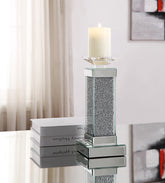 Rekha Mirrored & Faux Crystals Accent Candleholder Half Price Furniture