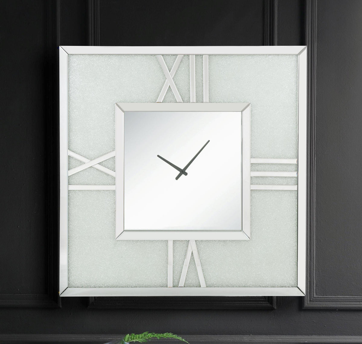 Noralie Mirrored & Faux Diamonds Wall Clock (LED)  Half Price Furniture
