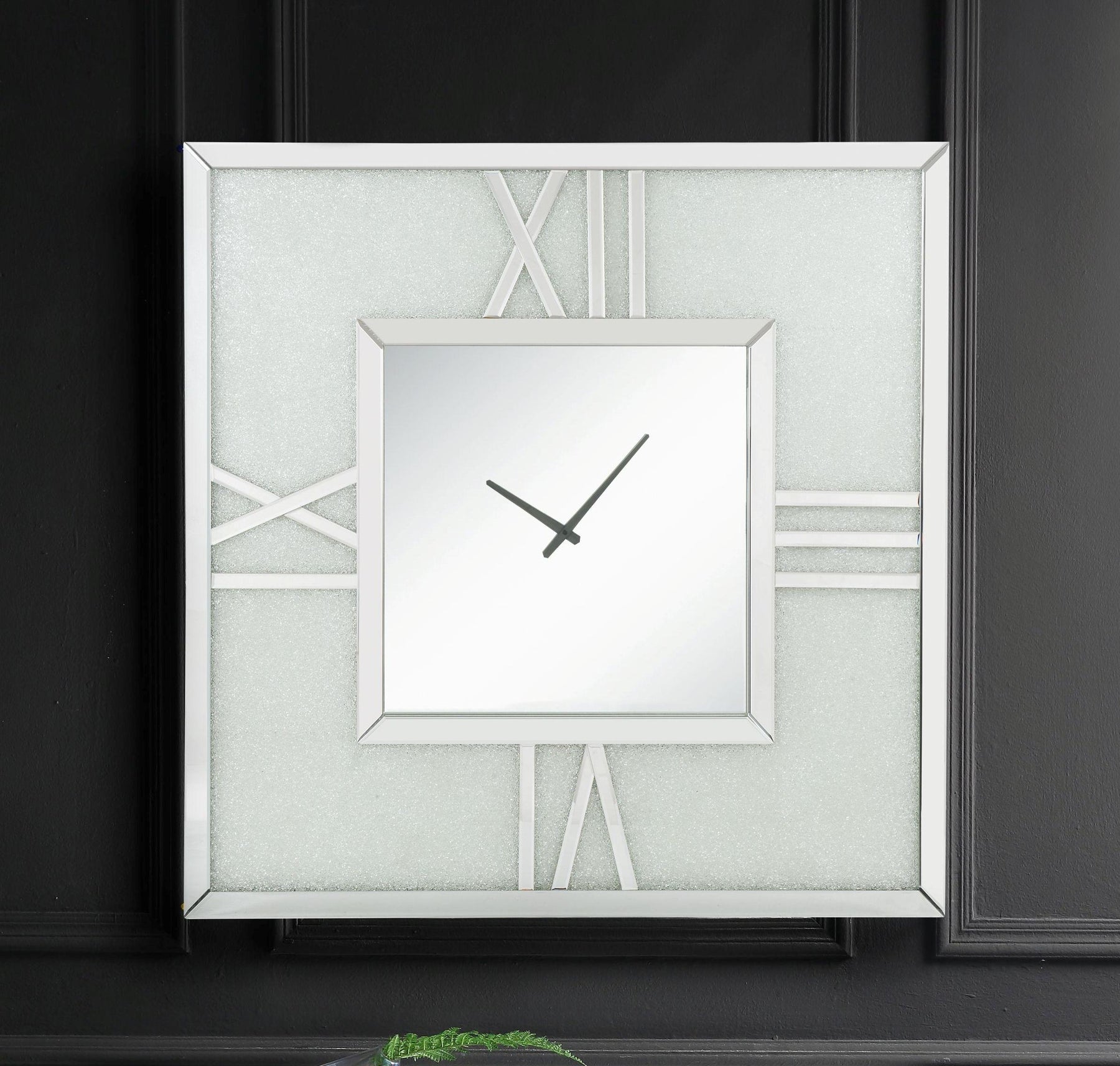 Noralie Mirrored & Faux Diamonds Wall Clock (LED) Half Price Furniture