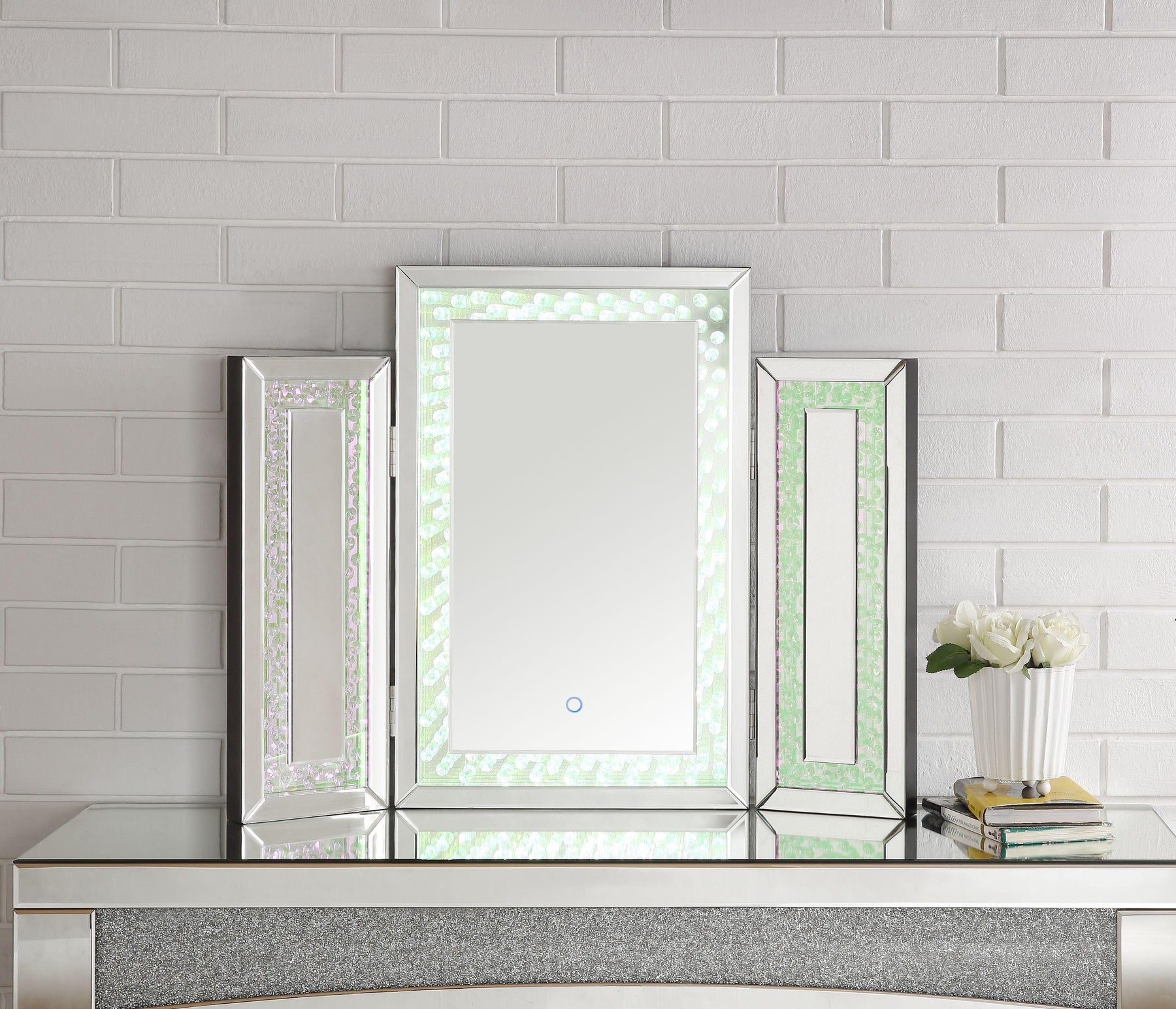 Nysa Mirrored & Faux Crystals Accent Decor (LED)  Half Price Furniture