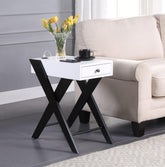 Fierce White & Black Side Table (USB Charging Dock) Half Price Furniture