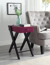 Fierce Burgundy & Black Side Table (USB Charging Dock) Half Price Furniture