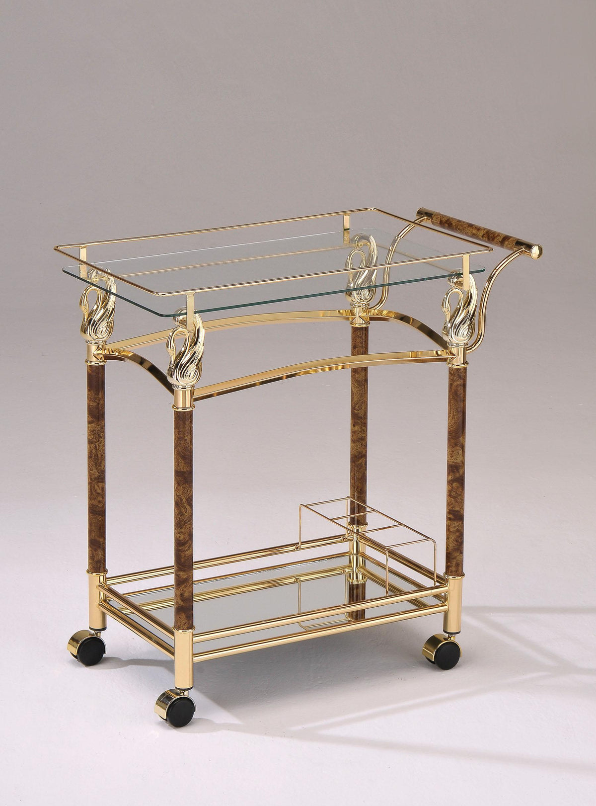 Helmut Gold Plated & Clear Glass - Tempered Serving Cart Half Price Furniture