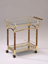Helmut Gold Plated & Clear Glass - Tempered Serving Cart  Half Price Furniture