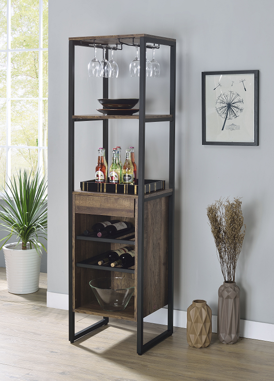 Narik Weathered Oak Wine Rack  Half Price Furniture