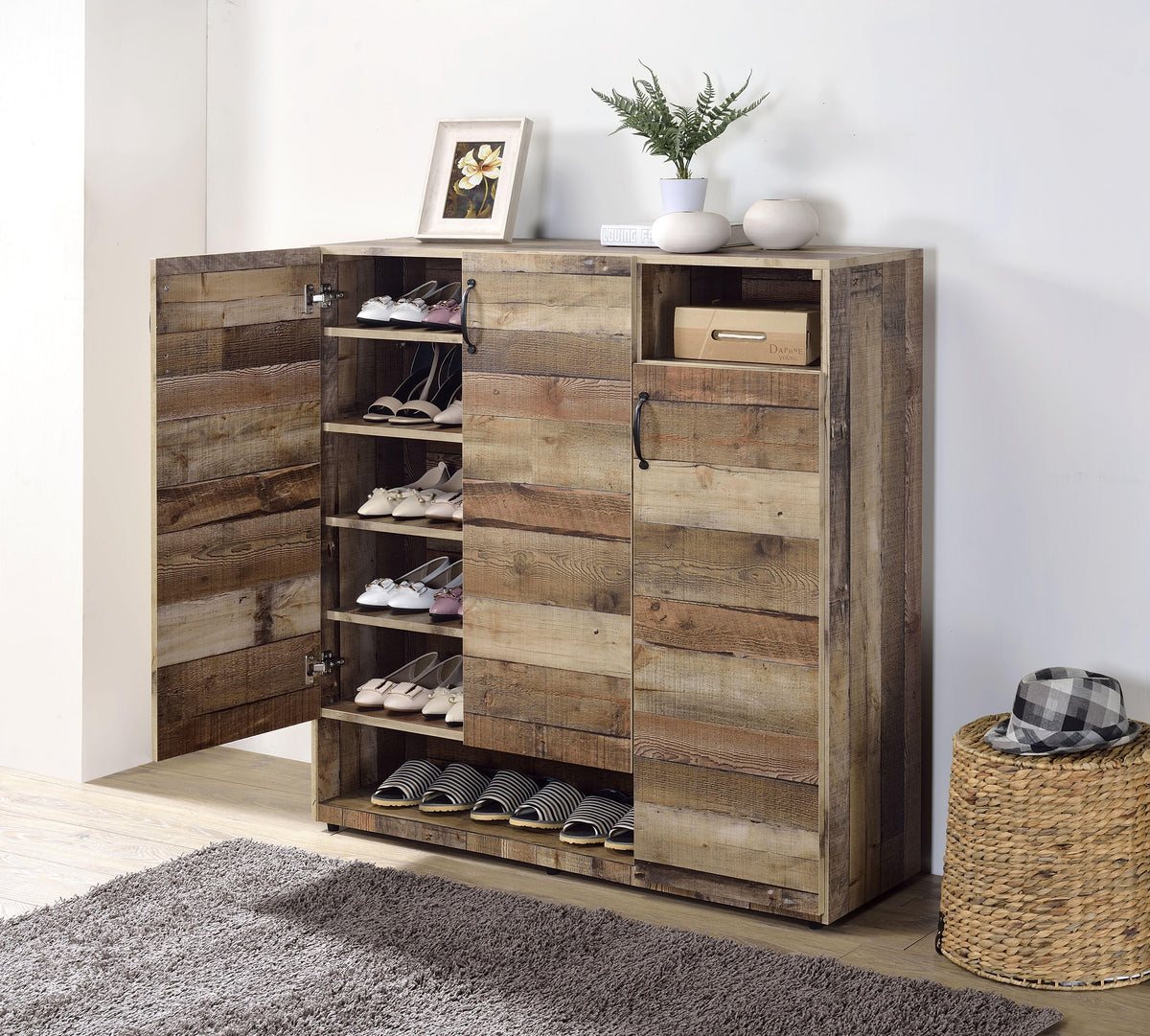 Howia Rustic Gray Oak Cabinet  Half Price Furniture