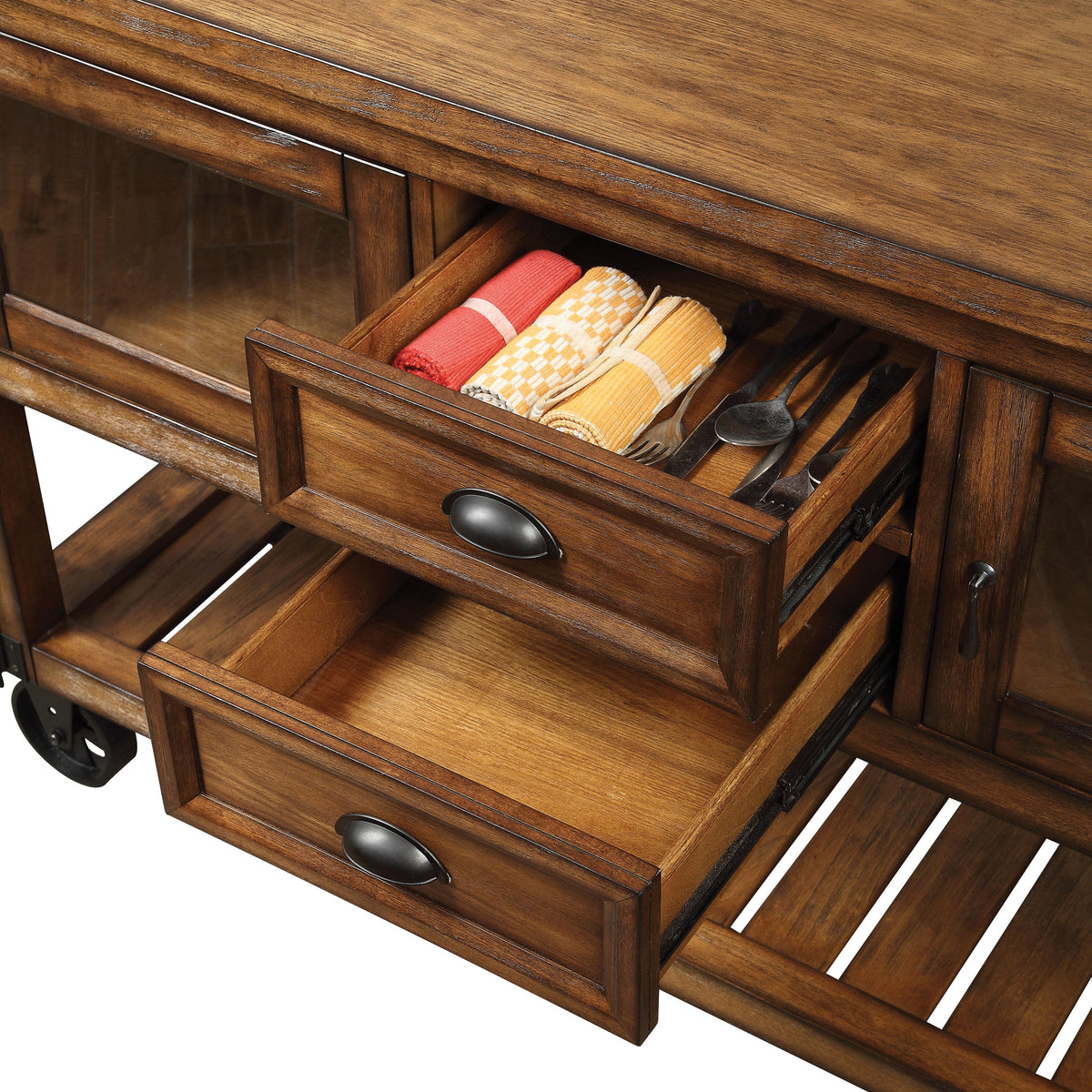 Kadri Distressed Chestnut Kitchen Cart  Half Price Furniture