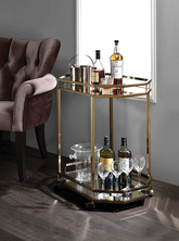 Lacole Champagne & Mirror Serving Cart Half Price Furniture