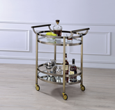 Lakelyn Brushed Bronze & Clear Glass Serving Cart Half Price Furniture