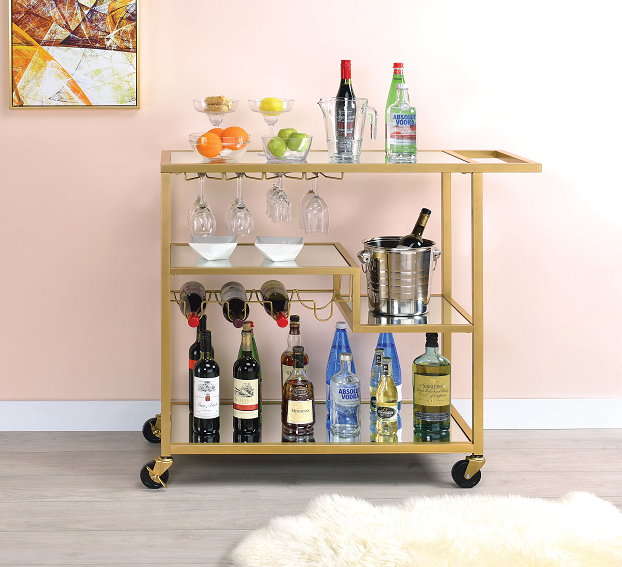 Adamsen Champagne & Mirror Serving Cart  Half Price Furniture