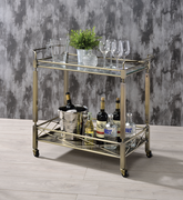 Matiesen Antique Gold & Clear Glass Serving Cart  Half Price Furniture