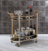 Ottesen Gold & Black Glass Serving Cart Half Price Furniture