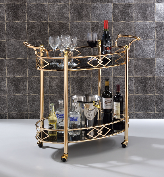 Ottesen Gold & Black Glass Serving Cart  Half Price Furniture