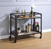 Jorgensen Rustic Oak & Charcoal Serving Cart Half Price Furniture