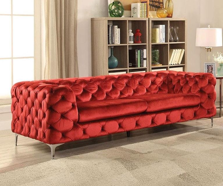 Acme Adam Sofa in Red Velvet 52795  Half Price Furniture
