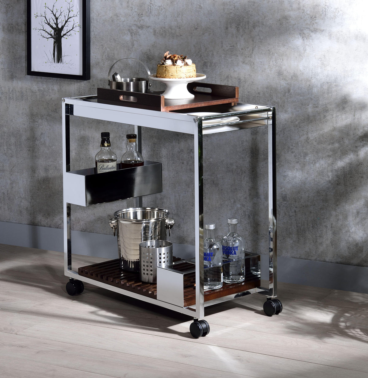 Lisses Chrome Serving Cart  Half Price Furniture