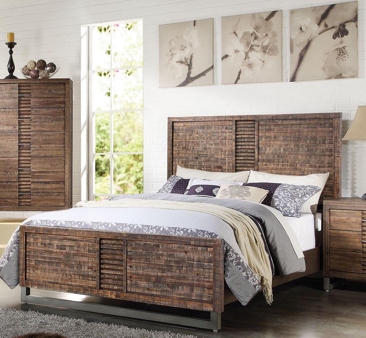 Acme Andria Queen Platform Bed in Reclaimed Oak 21290Q  Half Price Furniture