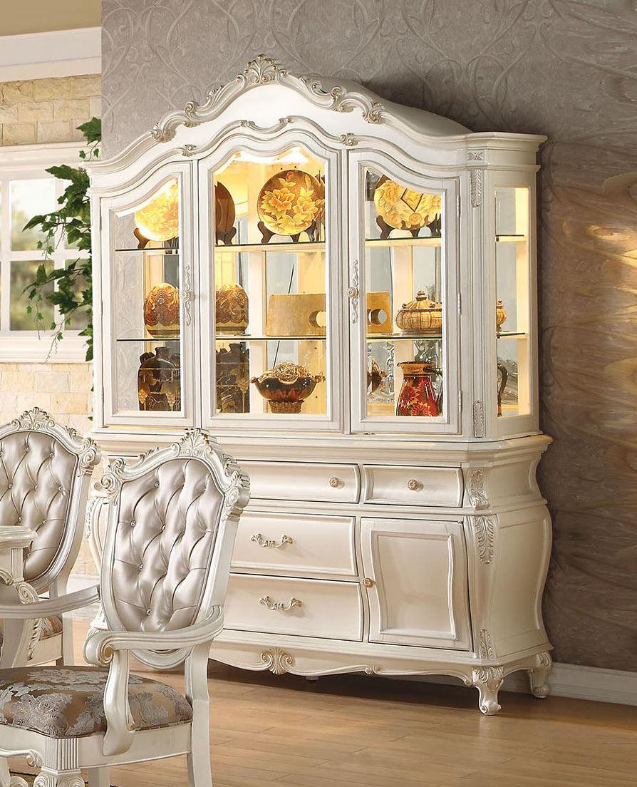 Acme Chantelle Buffet and Hutch in Pearl White 63544  Half Price Furniture