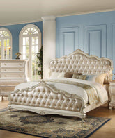 Acme Chantelle California King Bed with Button Tufted Panels in Pearl White 23534CK Half Price Furniture