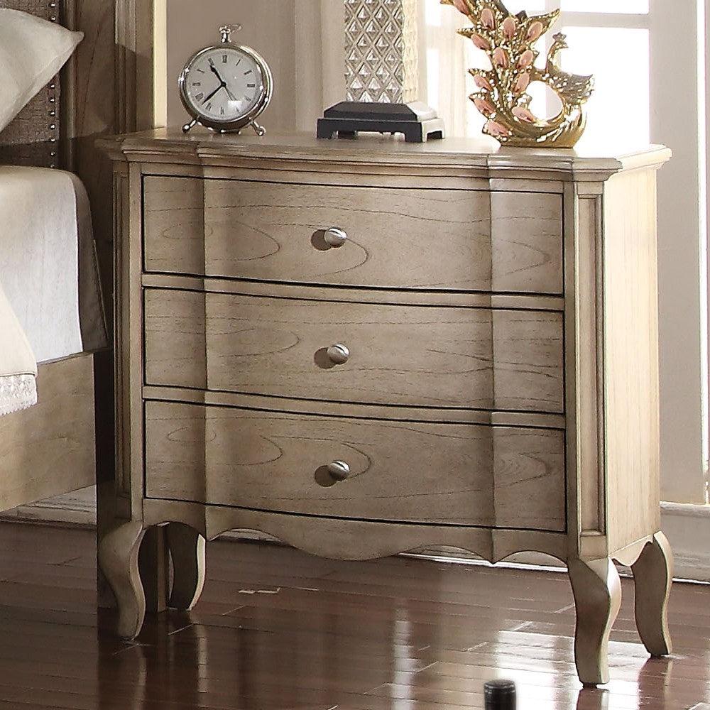 Acme Chelmsford 3-Drawer Nightstand in Antique Taupe 26053  Half Price Furniture