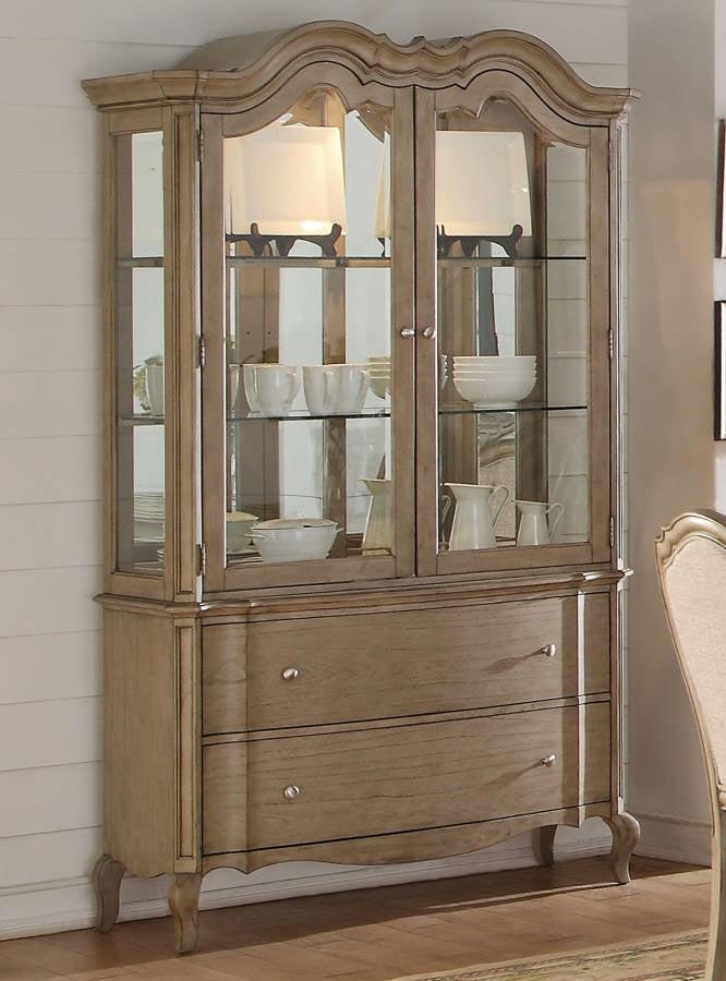 Acme Chelmsford Hutch and Buffet in Antique Taupe 66054  Half Price Furniture