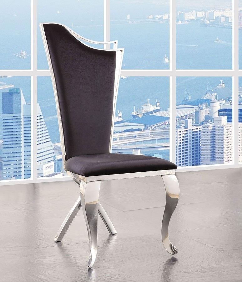 ACME Cyrene Faux Fabric Side Chair (Set of 2) in Stainless Steel 62079  Half Price Furniture