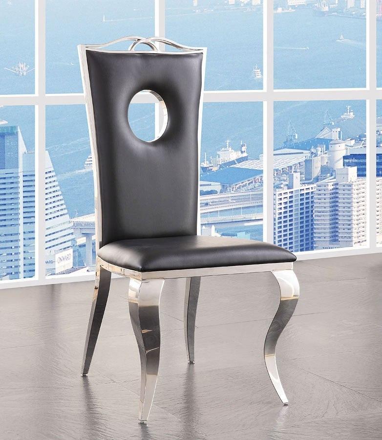 ACME Cyrene Faux Leather Side Chair (Set of 2) in Stainless Steel 62078  Half Price Furniture