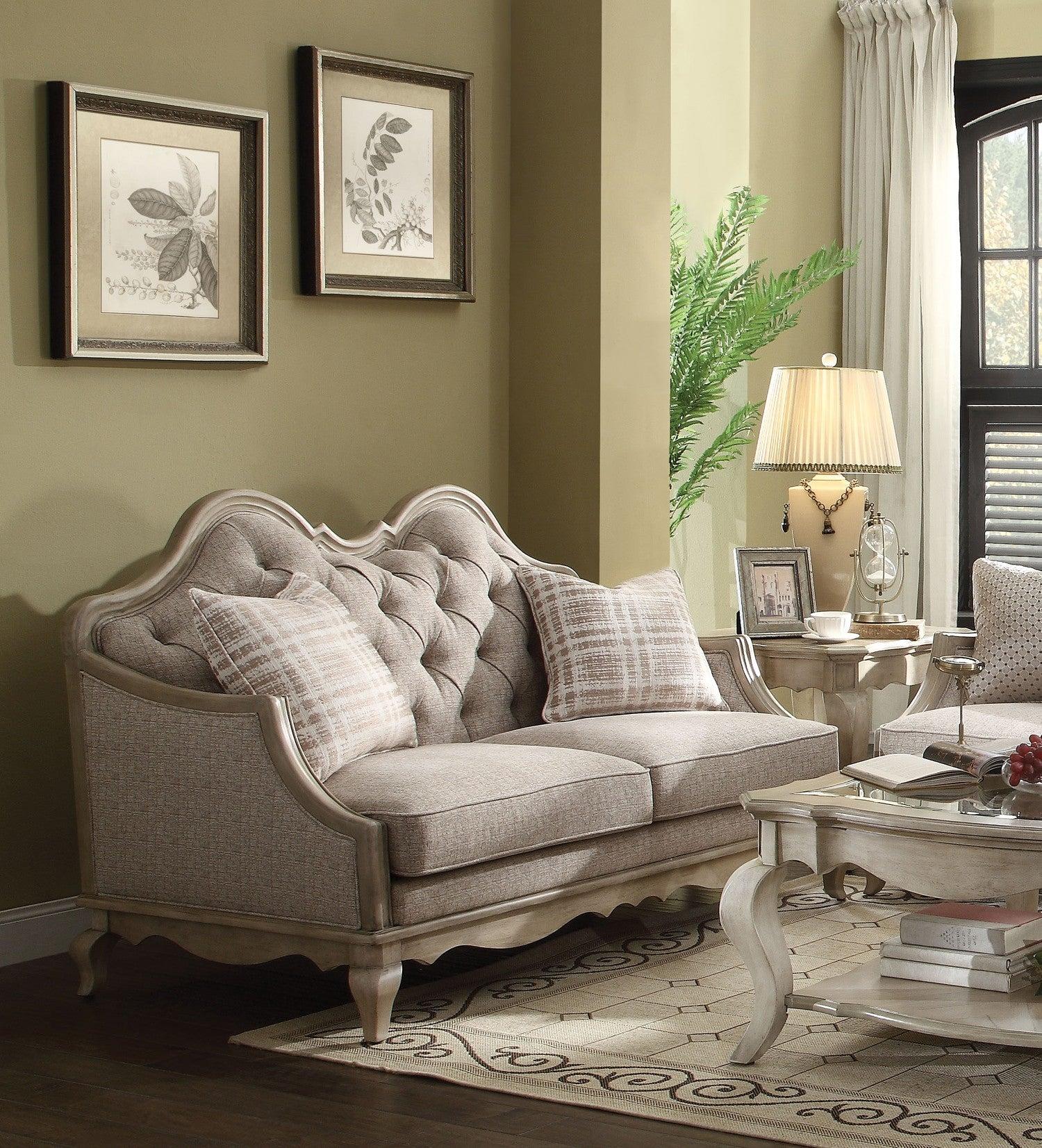 Acme Chelmsford Loveseat in Beige 56051 Half Price Furniture