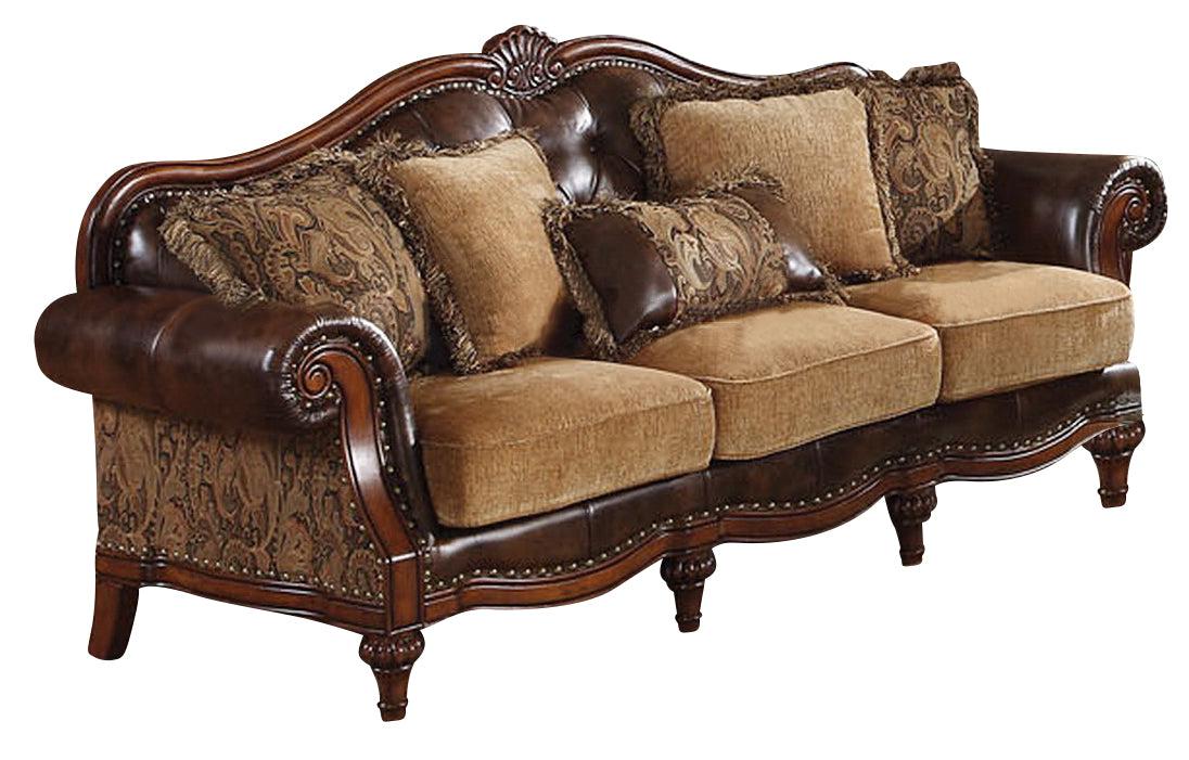 Acme Dreena Traditional Bonded Leather and Chenille Sofa 05495  Half Price Furniture