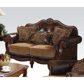 Acme Dreena Traditional Bonded Leather and Chenille Loveseat 05496 Half Price Furniture