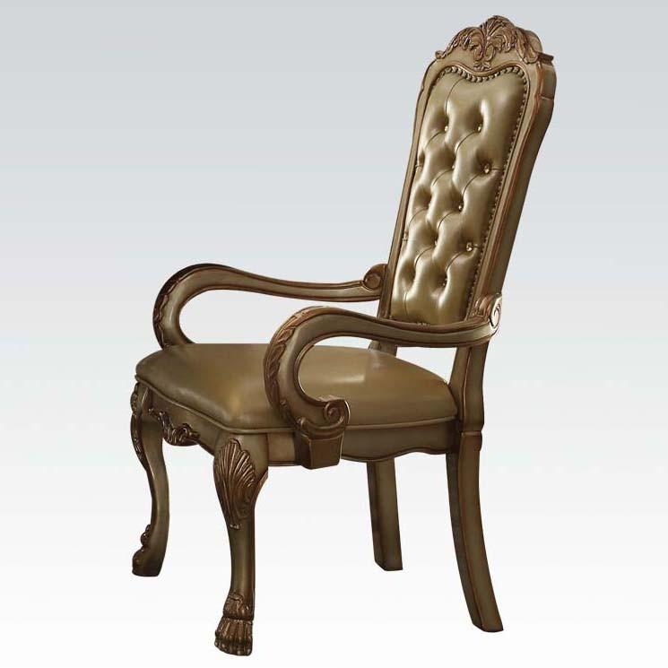 Acme Dresden Arm Chair in Gold Patina (Set of 2) 63154  Half Price Furniture