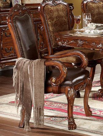 Acme Dresden Pedestal Dining Arm Chairs in Brown Cherry Oak 12154 (Set of 2)  Half Price Furniture