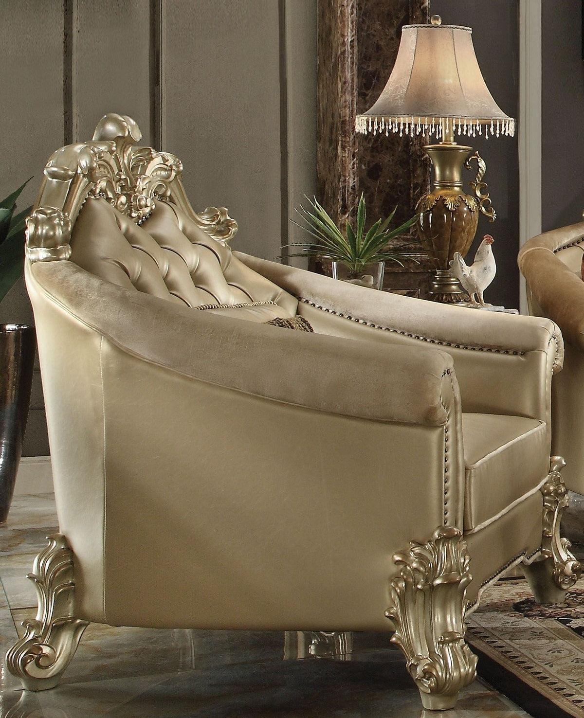 Acme Dresden Living Room Chair in Gold Patina 53122  Half Price Furniture