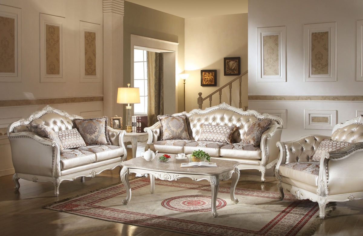 Acme Chantelle Sofa w/3 Pillows in Pearl White 53540  Half Price Furniture