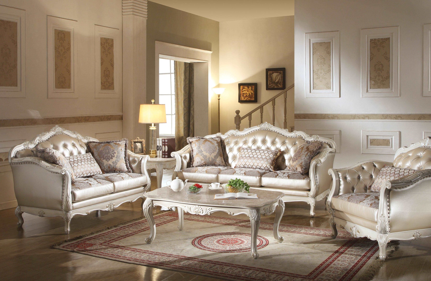 Acme Chantelle Sofa w/3 Pillows in Pearl White 53540 Half Price Furniture