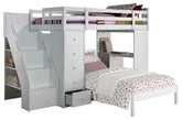 Acme Freya Loft Bed with Bookcase Ladder in White 37145 Half Price Furniture