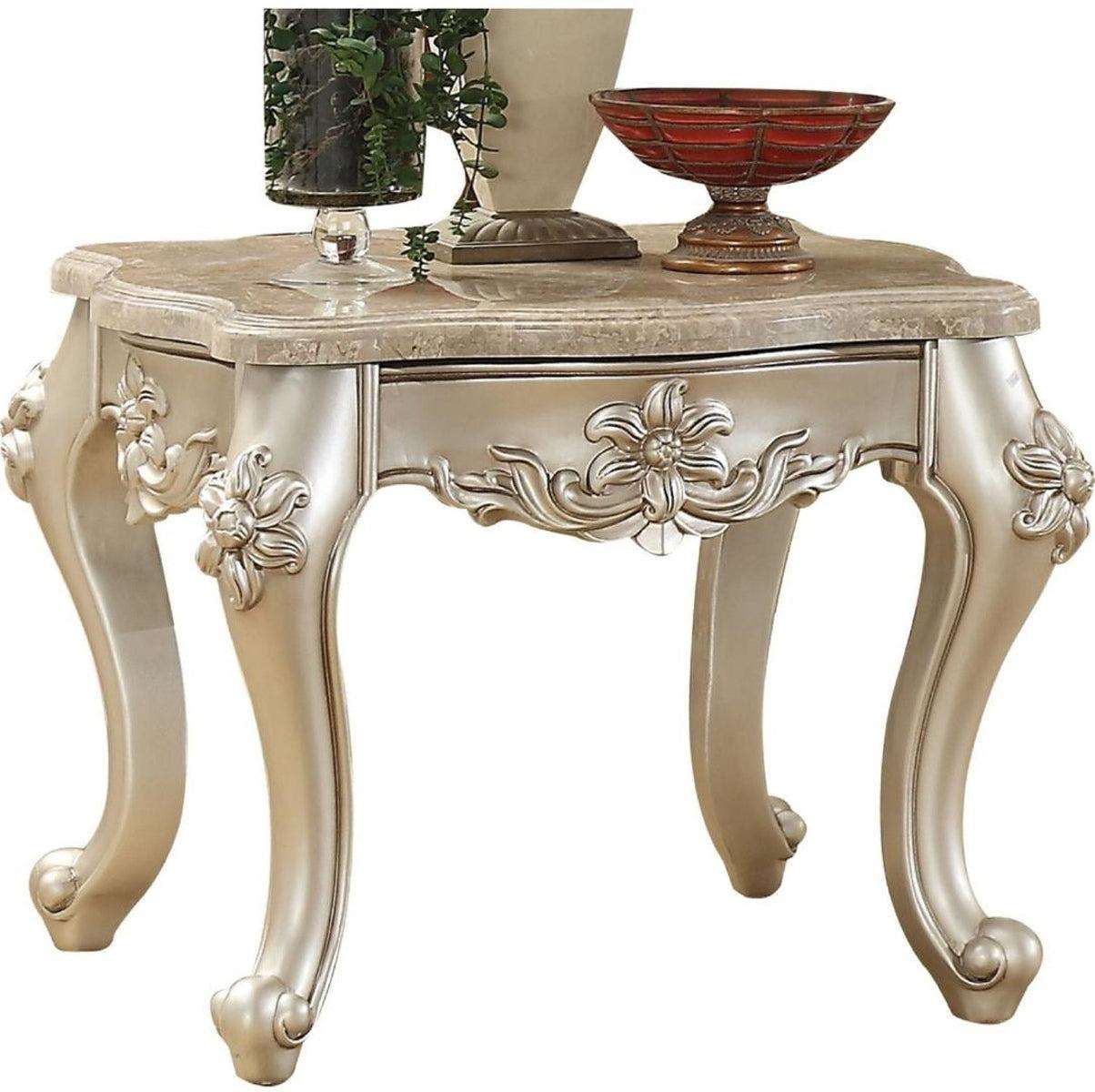 Acme Furniture Bently End Table in Marble/Champagne 81667 Half Price Furniture