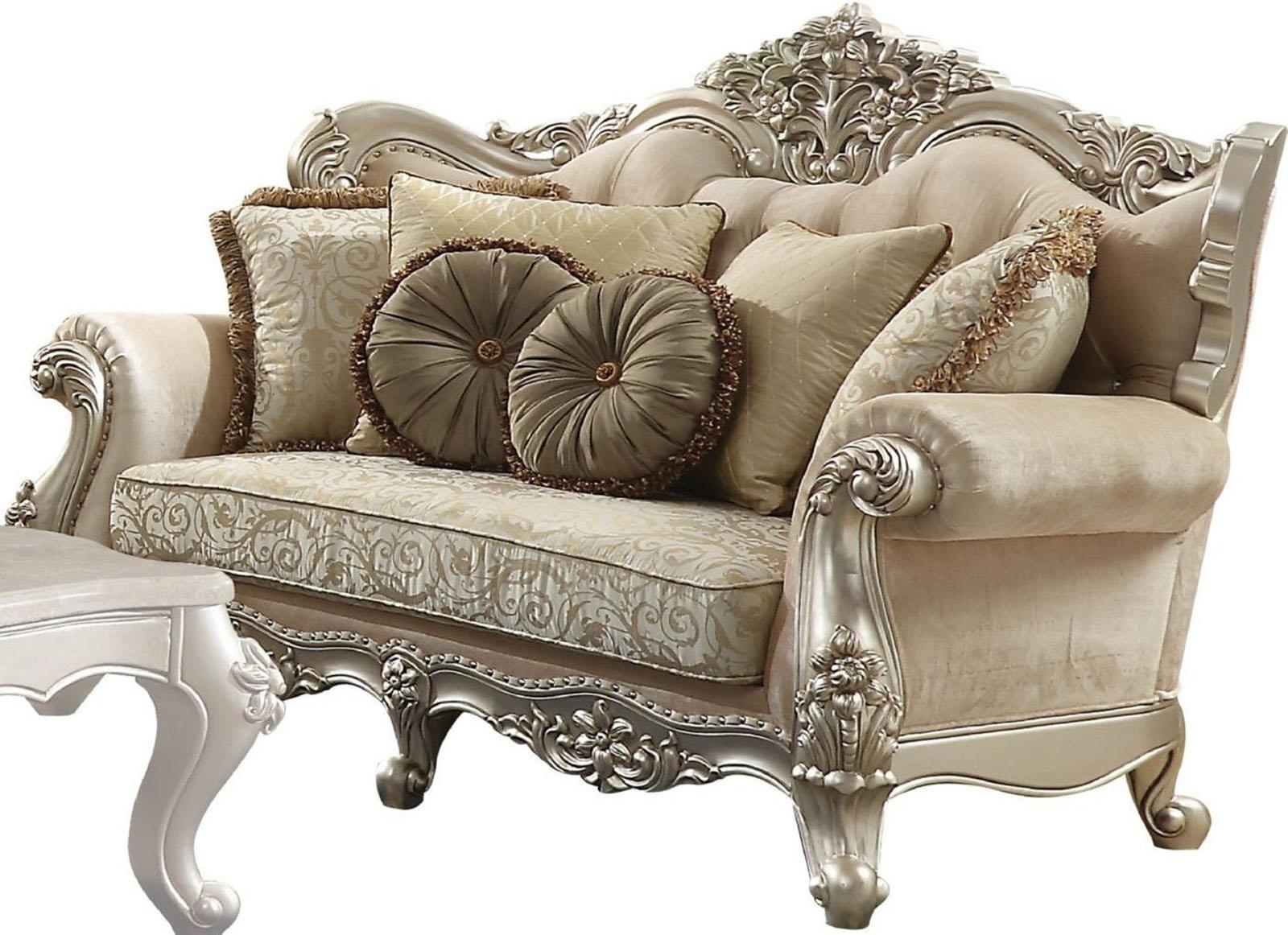 Acme Furniture Bently Loveseat with 5 Pillows in Champagne 50661  Half Price Furniture
