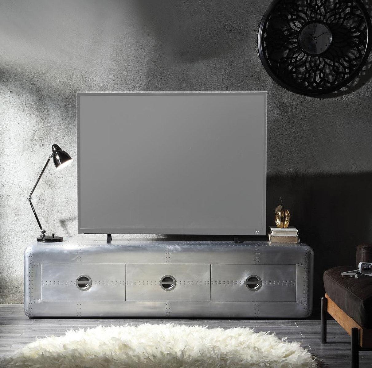 Acme Furniture Brancaster TV Stand in Aluminum 91562  Half Price Furniture