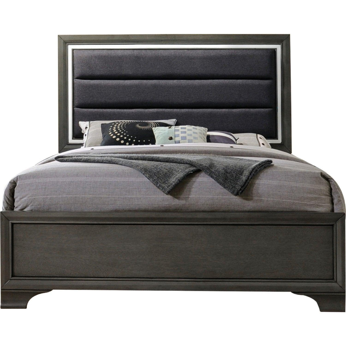 Acme Furniture Carine II Queen Panel Bed in Gray 26260Q Half Price Furniture