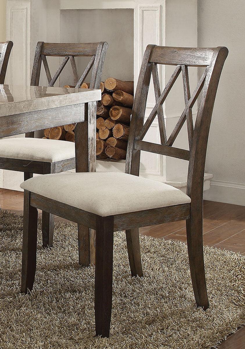 Acme Furniture Claudia Side Chair in Beige and Brown (Set of 2) 71717  Half Price Furniture