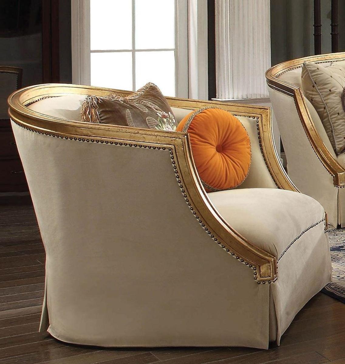 Acme Furniture Daesha Chair in Tan Flannel & Antique Gold 50837  Half Price Furniture